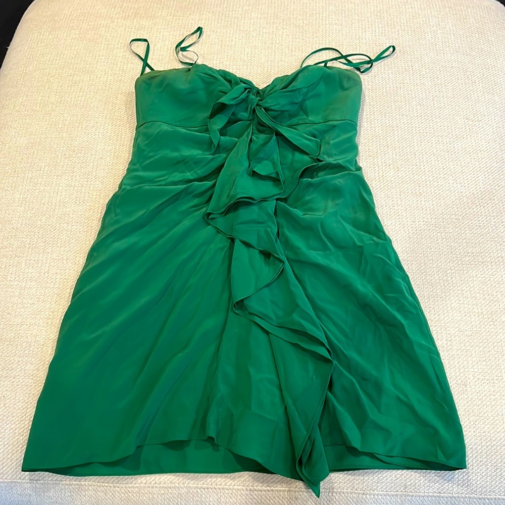 Green Ruffle Front Mini Dress - Unbranded